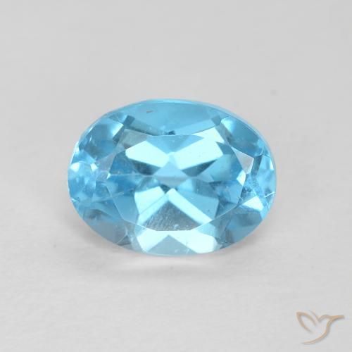 1.72ct طبيعي الأزرق السويسري توباز, بيضوي, قليلا جدا