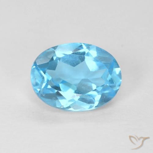 1.66ct طبيعي الأزرق السويسري توباز, بيضوي, قليلا جدا