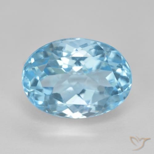 12.59ct طبيعي الأزرق السويسري توباز, بيضوي, VVS