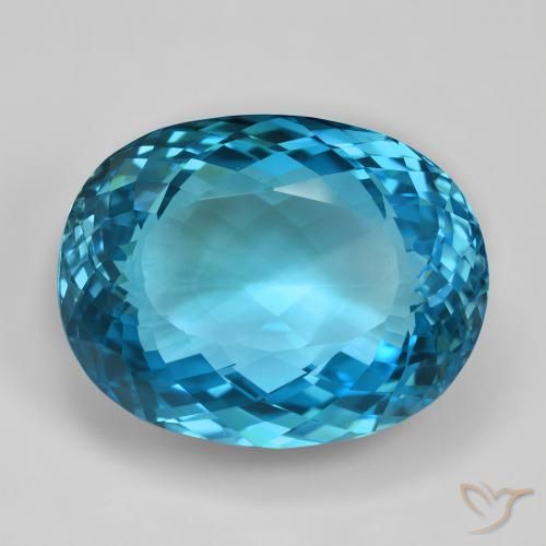 123.63ct طبيعي الأزرق السويسري توباز, بيضوي, VVS
