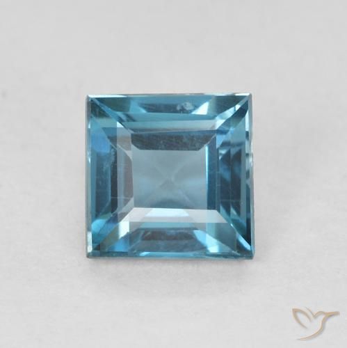 0.61ct طبيعي أزرق لندنى توباز, مربع, VVS