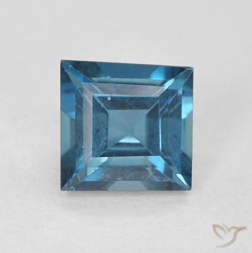0.67ct طبيعي أزرق لندنى توباز, مربع, VVS-VS