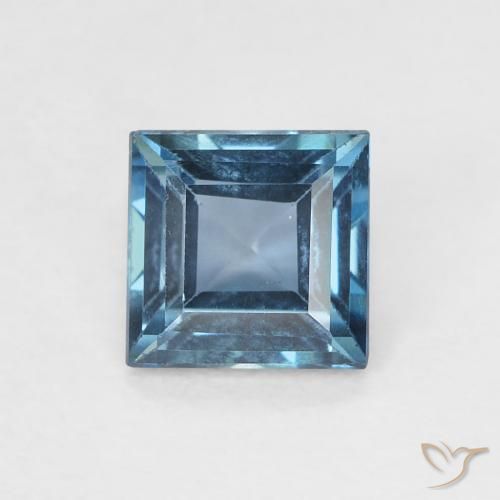 0.75ct طبيعي أزرق لندنى توباز, مربع, VVS-VS