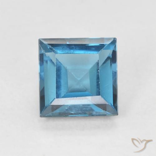 0.80ct طبيعي أزرق لندنى توباز, مربع, VVS-VS