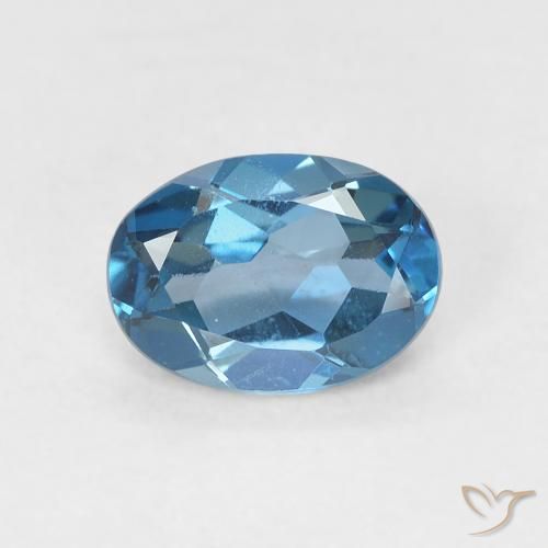 0.80ct طبيعي أزرق لندنى توباز, بيضوي, VVS-VS