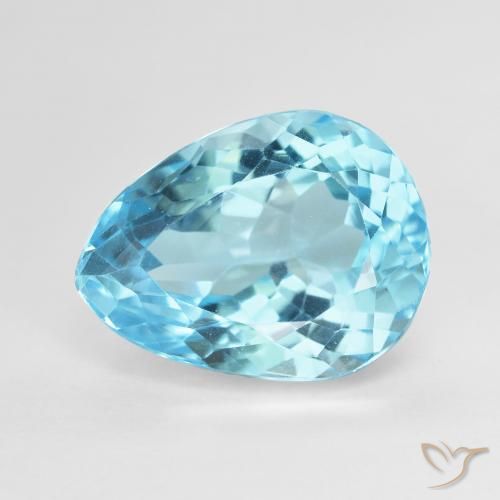 9.63ct طبيعي أزرق سماوى توباز, شكل الكمثرى, VVS