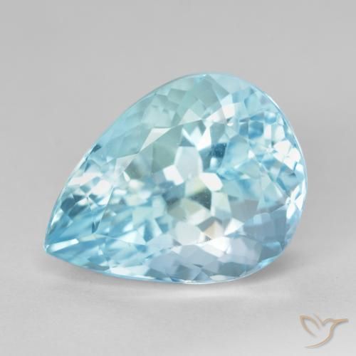 14.20ct طبيعي أزرق سماوى توباز, شكل الكمثرى, قليلا جدا