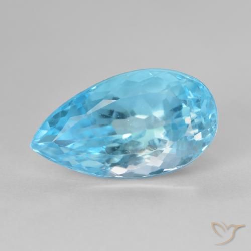 10.99ct طبيعي الأزرق السويسري توباز, شكل الكمثرى, قليلا جدا
