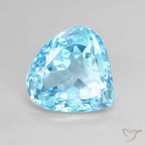 12.90ct طبيعي الأزرق السويسري توباز, شكل الكمثرى, قليلا جدا
