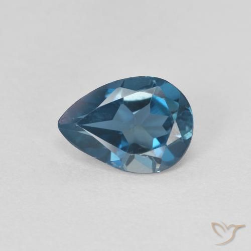0.82ct طبيعي أزرق لندنى توباز, شكل الكمثرى, VVS