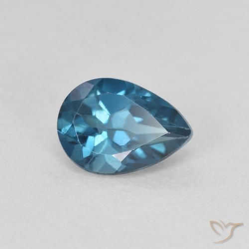 0.92ct طبيعي أزرق لندنى توباز, شكل الكمثرى, قليلا جدا