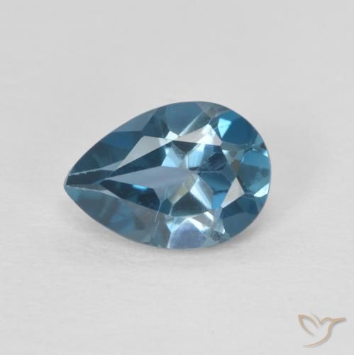 0.82ct طبيعي أزرق لندنى توباز, شكل الكمثرى, VVS