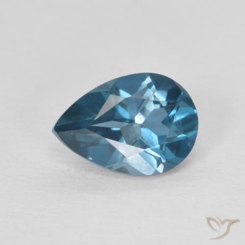 0.85ct طبيعي أزرق لندنى توباز, شكل الكمثرى, VVS