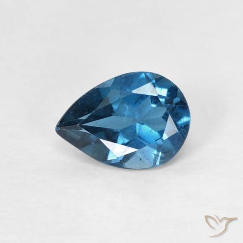 0.77ct طبيعي أزرق لندنى توباز, شكل الكمثرى, قليلا جدا