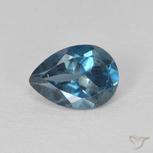 0.81ct طبيعي أزرق لندنى توباز, شكل الكمثرى, قليلا جدا