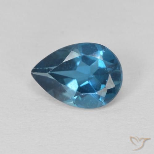 0.81ct طبيعي أزرق لندنى توباز, شكل الكمثرى, قليلا جدا