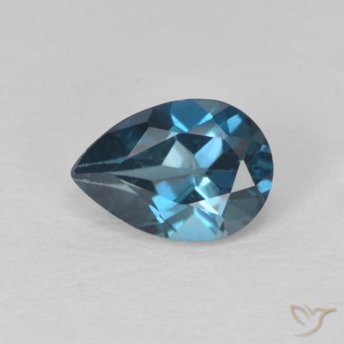 0.85ct طبيعي أزرق لندنى توباز, شكل الكمثرى, قليلا جدا