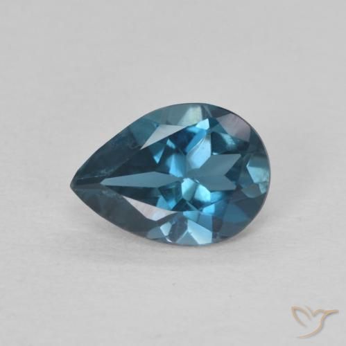 0.78ct طبيعي أزرق لندنى توباز, شكل الكمثرى, قليلا جدا