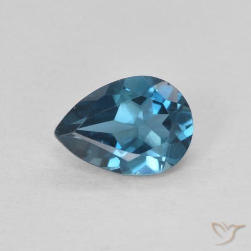 0.82ct طبيعي أزرق لندنى توباز, شكل الكمثرى, قليلا جدا