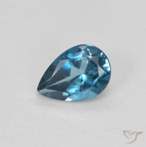 0.56ct طبيعي أزرق لندنى توباز, شكل الكمثرى, قليلا جدا