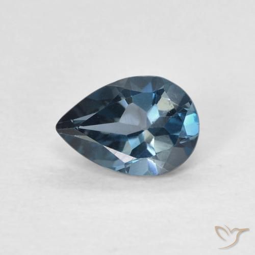 0.81ct طبيعي أزرق لندنى توباز, شكل الكمثرى, VVS-VS