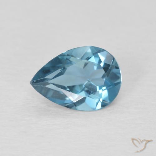 0.81ct طبيعي أزرق لندنى توباز, شكل الكمثرى, قليلا جدا