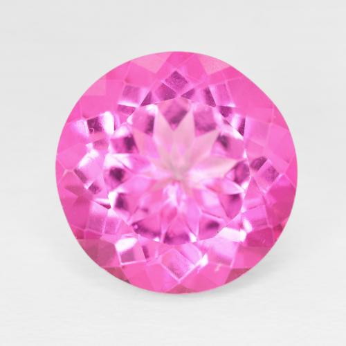توباز طبيعي بلون Medium Dark-Pink، وزن ‎12.08‎ قيراط، شكل دائري، مقاس ‎14.04‎ مم