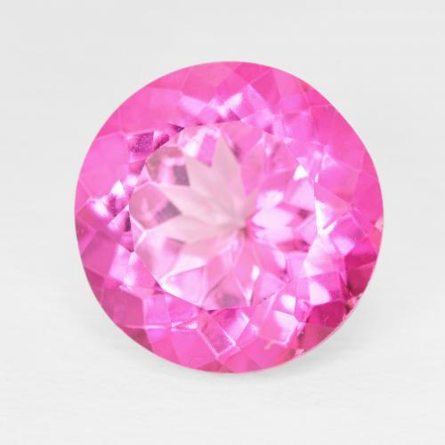 توباز طبيعي بلون Medium Dark-Pink، وزن ‎12.08‎ قيراط، شكل دائري، مقاس ‎14.04‎ مم