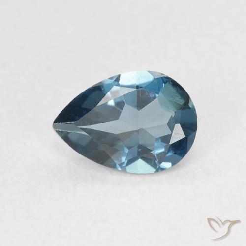 0.75ct طبيعي أزرق لندنى توباز, شكل الكمثرى, VVS