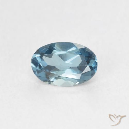 0.63ct طبيعي أزرق-مائى فضى كثيف توباز, بيضوي, VVS