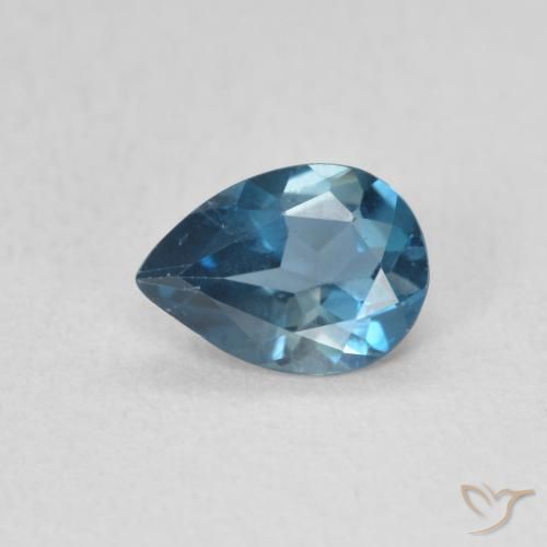 0.75ct طبيعي أزرق لندنى توباز, شكل الكمثرى, قليلا جدا