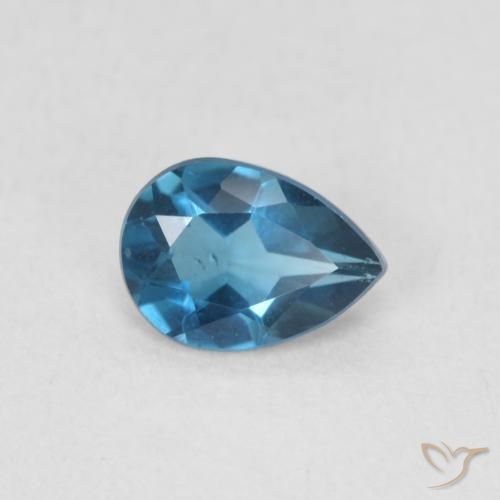 0.74ct طبيعي أزرق لندنى توباز, شكل الكمثرى, قليلا جدا