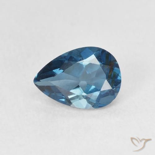 0.85ct طبيعي أزرق لندنى توباز, شكل الكمثرى, قليلا جدا