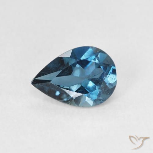 0.79ct طبيعي أزرق لندنى توباز, شكل الكمثرى, قليلا جدا