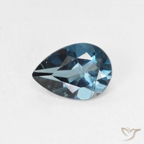 0.78ct طبيعي أزرق لندنى توباز, شكل الكمثرى, قليلا جدا