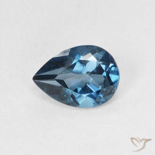 0.90ct طبيعي أزرق لندنى توباز, شكل الكمثرى, قليلا جدا