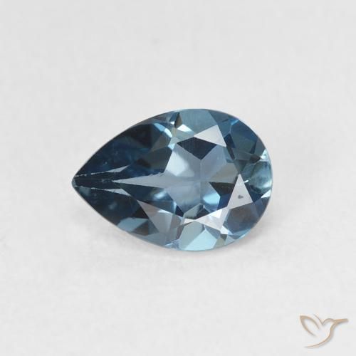 0.89ct طبيعي أزرق لندنى توباز, شكل الكمثرى, قليلا جدا