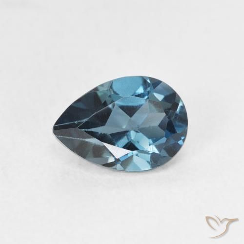 0.90ct طبيعي أزرق لندنى توباز, شكل الكمثرى, قليلا جدا
