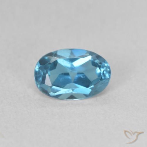 0.57ct طبيعي أزرق لندنى توباز, بيضوي, VVS-VS