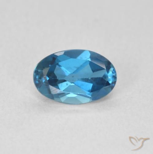 0.60ct طبيعي أزرق لندنى توباز, بيضوي, VVS-VS