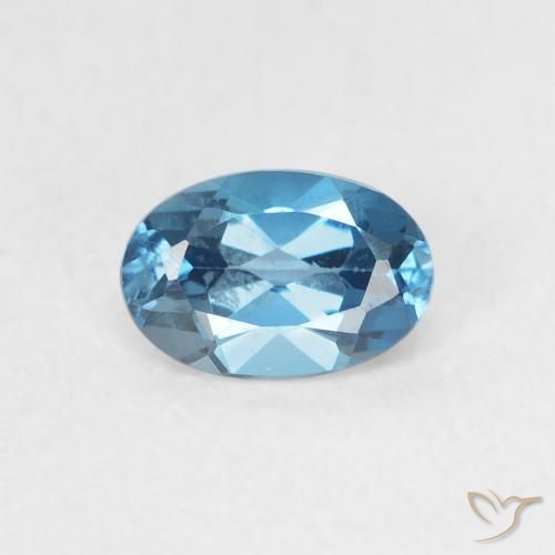 0.60ct طبيعي أزرق لندنى توباز, بيضوي, VVS-VS