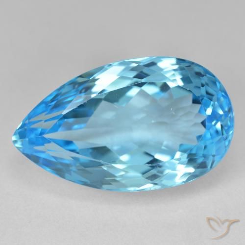 28.62ct طبيعي الأزرق السويسري توباز, شكل الكمثرى, قليلا جدا