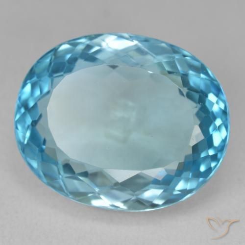 23.45ct طبيعي الأزرق السويسري توباز, بيضوي, VVS-VS