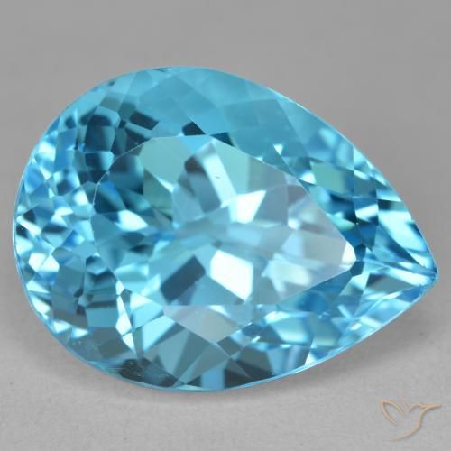 25.31ct طبيعي الأزرق السويسري توباز, شكل الكمثرى, VVS-VS