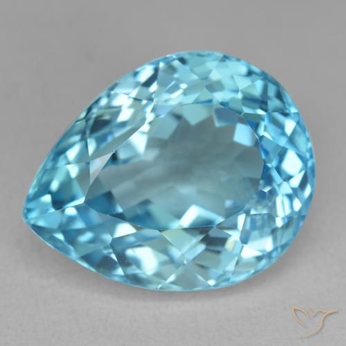 21.84ct طبيعي الأزرق السويسري توباز, شكل الكمثرى, VVS-VS