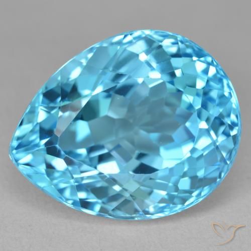 27.19ct طبيعي الأزرق السويسري توباز, شكل الكمثرى, VVS