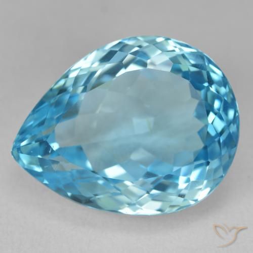 25.41ct طبيعي الأزرق السويسري توباز, شكل الكمثرى, VVS-VS