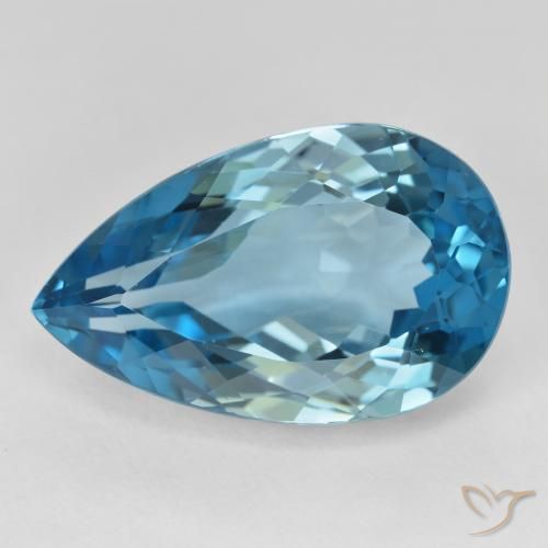 22.19ct طبيعي الأزرق السويسري توباز, شكل الكمثرى, VVS-VS