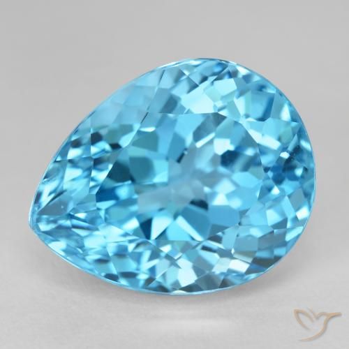 23.23ct طبيعي الأزرق السويسري توباز, شكل الكمثرى, VVS-VS