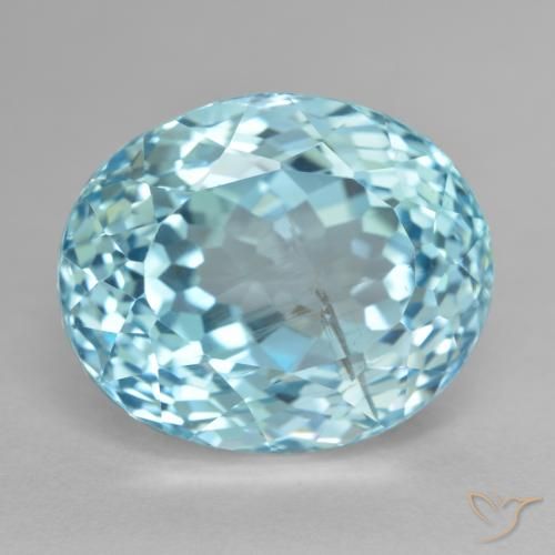 26.66ct طبيعي أزرق مخضر فاتح توباز, بيضوي, قليلا جدا